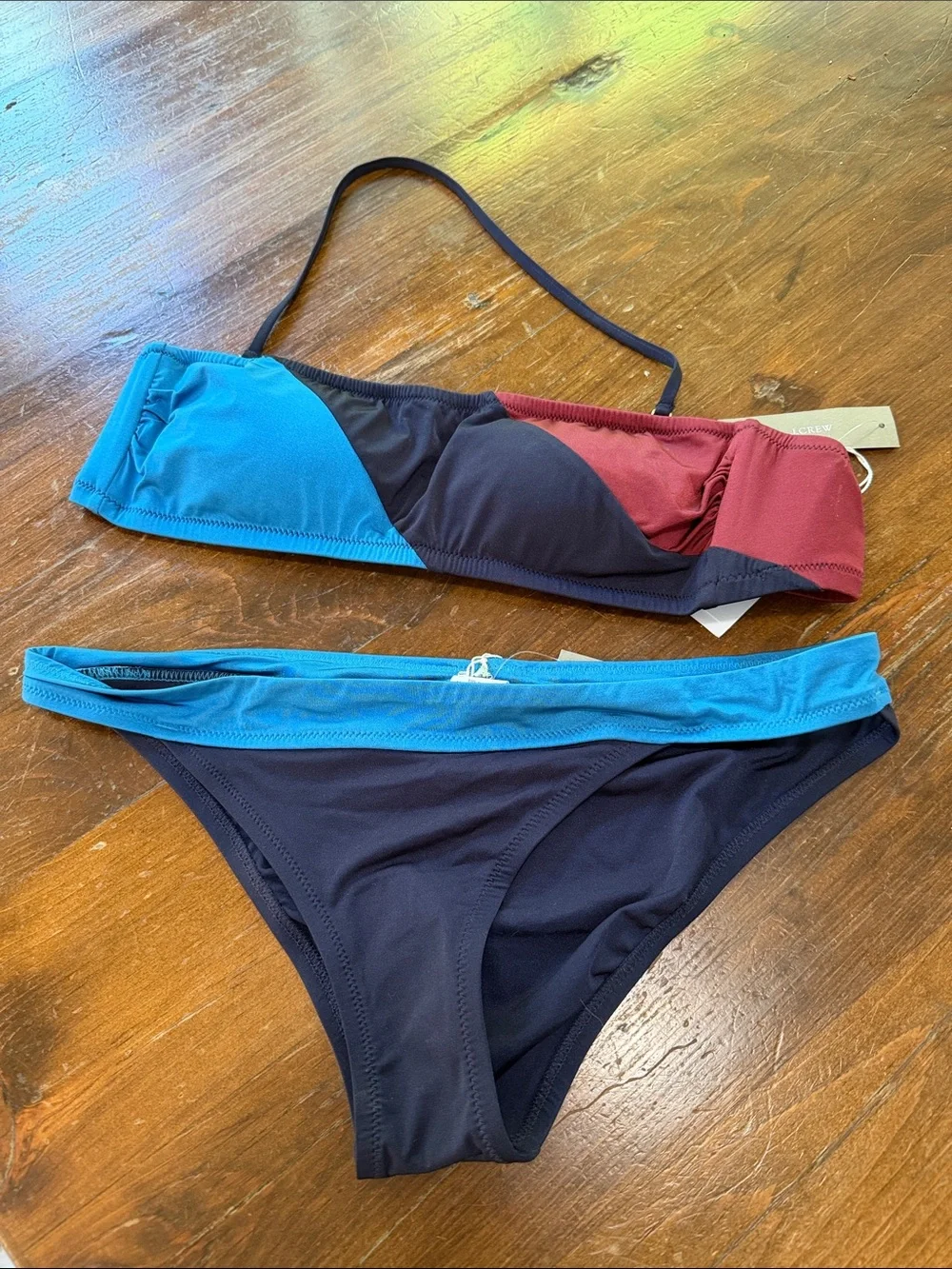 J. Crew Jersey Lomellina Colorblock Bandeau Bikini. Brand new with tags